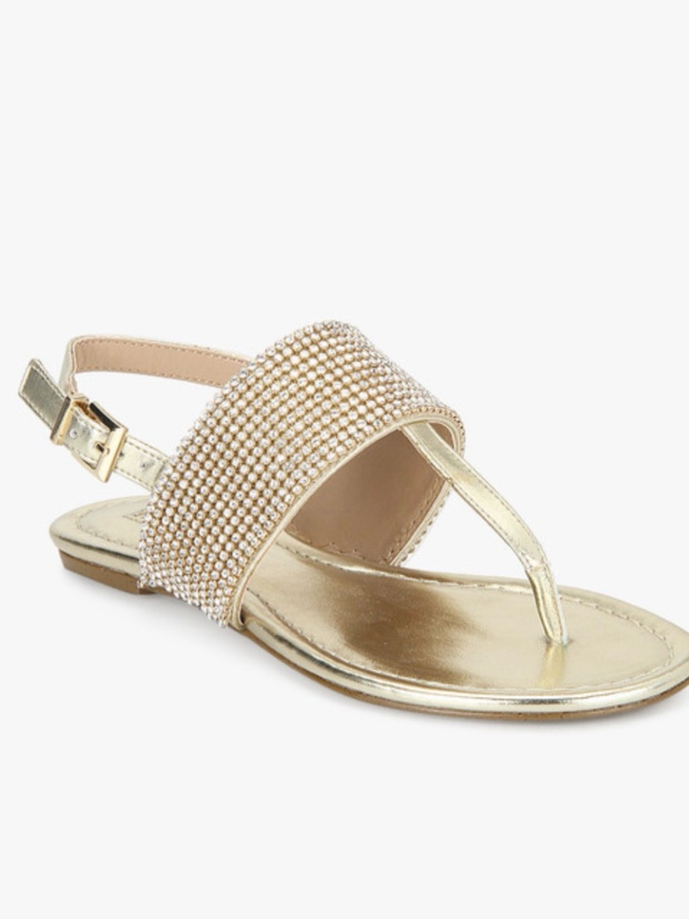 BCBG Generation Wander Gold Studded Slingback Thong Sandal